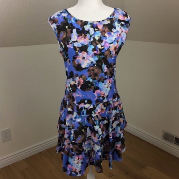 CeCe Cynthia Steffe Alexia Blue Floral Dress - Picture 2 of 4